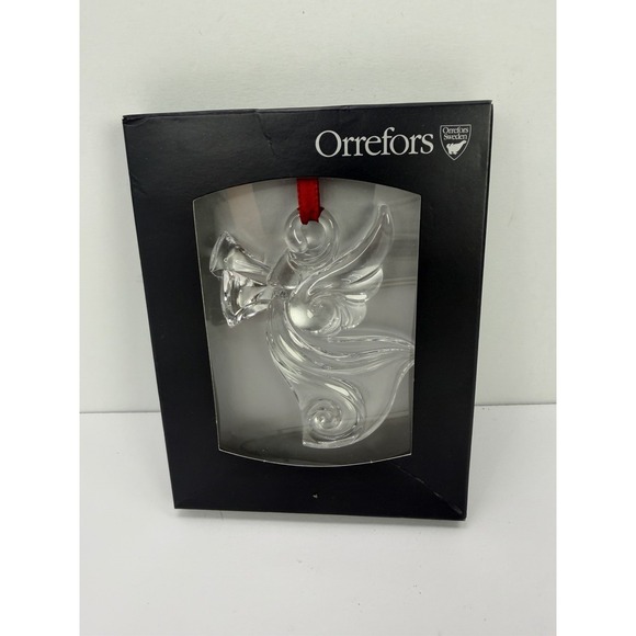 Orrefors Kostaboda Other - Orrefors Full Lead Crystal Holly Days Clear Angel Ornament Germany